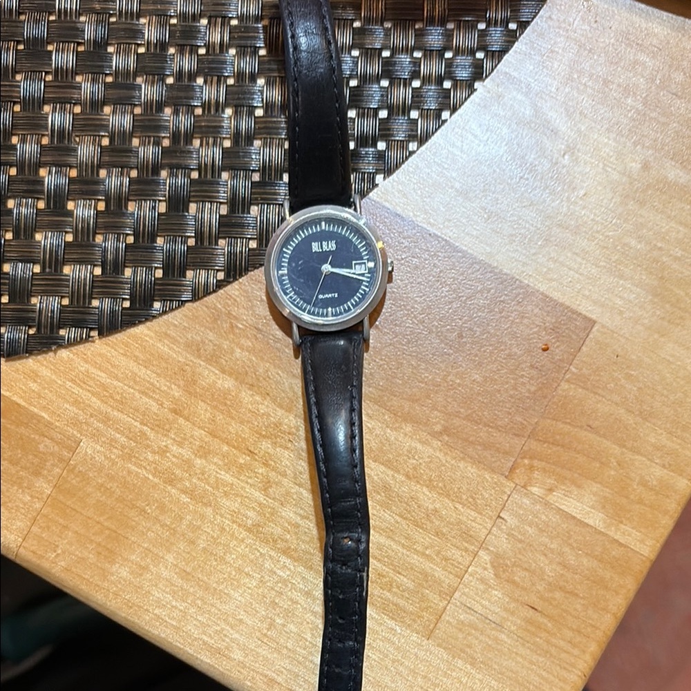 Bill Blass Black Watch with Leather Strap